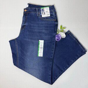 Time & Tru Womens Jeans Sz 18 Short Mid Rise Straight Leg Stretch Blue Denim NWT